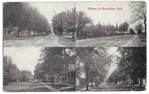 Postal de Bourbon, Indiana 1917, 4 vistas - Imagen 1 de 2