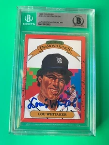 Lou Whitaker Tigers 1990 Donruss DK Diamond Kings Karte signiert Auto Beckett BAS - Bild 1 von 2