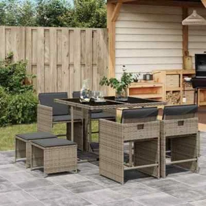 Garden Dining Set with Cushions Bistro Set Outdoor Furniture Poly Rattan vidaXL - Picture 1 of 8