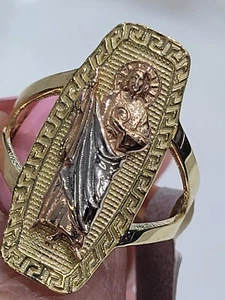 Long solid 14k Gold Saint Jude Judas Ring Size 6 7 8 9 10 Greek - Picture 1 of 20