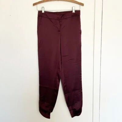 Pantalones Casa Blanca Mercado Negro WHBM Dobladillo Tulipán Sedoso Puerto Granate Talla 00 Nuevos con Etiquetas Foto 1 de 4