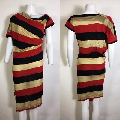 Vestido asimétrico a rayas rojas de colección Vivienne Westwood Anglomania XS Foto 1 de 4