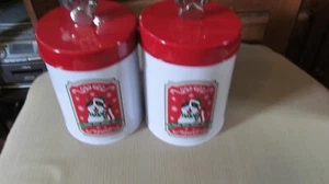 x2 TREAT CONTAINER 7x4 Painted Puppy Iron pet container Canister❤ - Picture 1 of 4