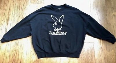 Playboy By Pacsun Sweatshirt Mens Crew Neck Graphic Logo Black Large Oversize - Image 1 of 4