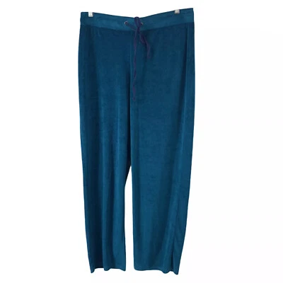 Velour Track Pants Womens Size L Blue Jewel Tone Boot Cut Y2K NYC Alliance Pant - Image 1 of 4