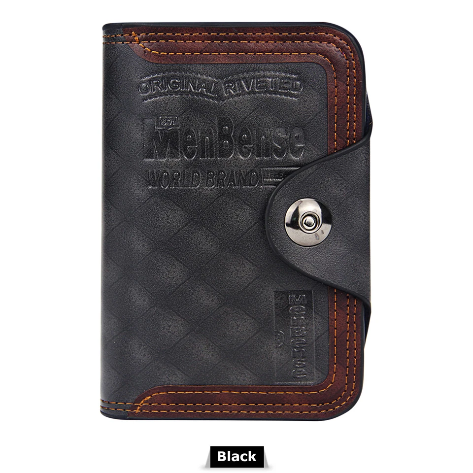 Cartera con portatarjetas de crédito sección vertical de cuero retro S4 para hombre con cerrojo Foto 1 de 4