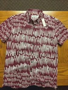 Men's Small Nwt Sovereign Code Button Front Maroon PRINTED SHORT SLEEVE - Picture 1 of 3
