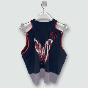Vivienne Westwood Anglomania | Black Punk Chaos Silver Chain Top | Size XSmall - Picture 1 of 10