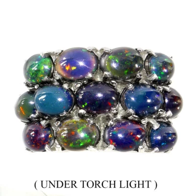 Anillo de plata de ley 925 ovalado ópalo negro 8x6 mm piedras preciosas naturales joyería tamaño 7 Foto 1 de 4