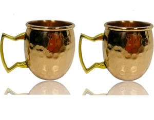 Set of 2 Hammered Copper Mini Moscow Mule Shot Glass 2.5oz - Picture 1 of 6