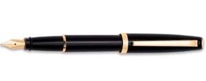 Penna stilografica Aurora Style nera con finiture oro F E12-DNF - Foto 1 di 2