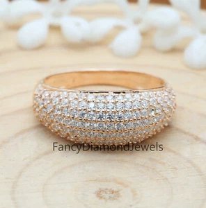 White Round Diamond 14K Rose White Yellow Gold Ring Band Engagement Gift KD807 - Picture 1 of 10