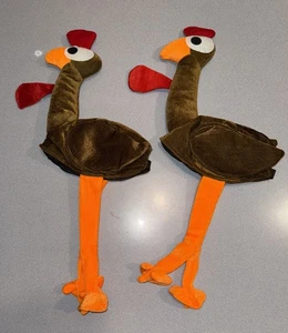 Fabric Turkey Hats Perfect for Turkey Trot 24" Thanksgiving Brown Set Of 2 - Picture 1 of 8