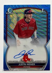 2023 Bowman Draft Chrome Prospect Blue Wave Refractor /150 Justin Riemer Auto - Picture 1 of 2