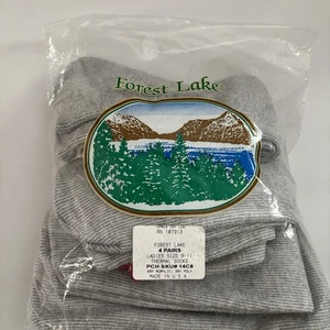Vintage Forest Lake Damengröße 9-11 4 Paar Thermosocken hergestellt in den USA neu aus altem Lagerbestand geöffnet - Bild 1 von 5