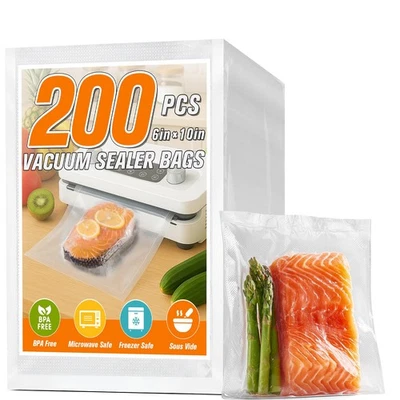 SOYANAA HEALTHY Vacuum Sealer Bags 200 Pint 6x10 In for Food Saver Seal a Meal Weston Sous Vide