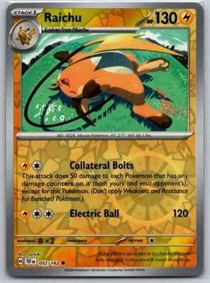 Raichu 052/162 Reverse Holo SV05: Temporal Forces NM - Image 1 of 2