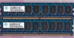 2GB 2x1GB PC2-6400E DDR2-800 NANYA NT1GT72U89D0BY-AD BLUE ECC RAM MEMORY KIT - Picture 1 of 3