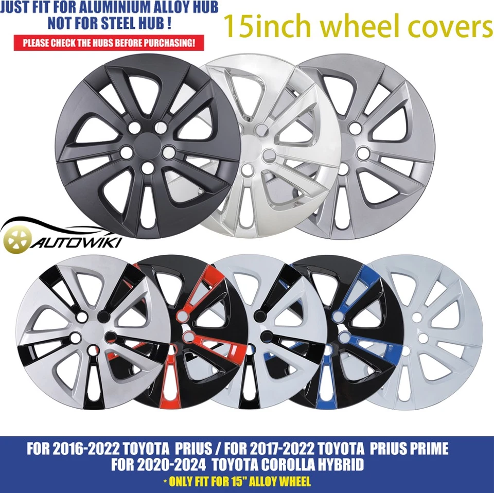 15" Set Of 4 Hubcaps Wheel Rims Cover For 2016-2022 TOYOTA PRIUS PRIME Snap On - Image 1 of 4