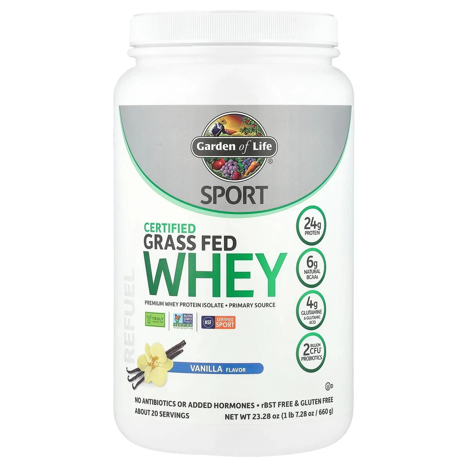 Garden of Life Sport Grass Fed Vanilla Whey Protein Isolate 1lb 7oz