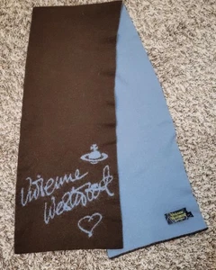 Authentischer Vintage Vivienne Westwood Schal Kugel Wollmischung blau braun Unisex Italien - Bild 1 von 8