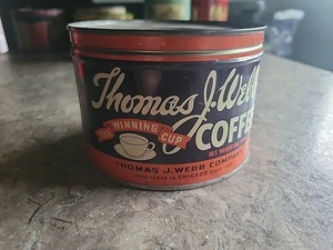 Vintage & Sweet THOMAS J. WEBB One Pound COFFEE TIN w/Lid Chicago - Picture 1 of 6