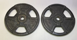 2 WEIDER 10 lb Barbell Weight Plates Standard 1" Hole 20 lbs Total Vtg - Picture 1 of 4