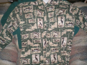 Mens Outdoor Life Fish Print Shirt L Vg - Picture 1 of 1