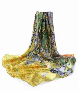 Prettystern Damen Malerei Seidentuch Grün Kunst Van Gogh Schwertlilien Iris P995 - Bild 1 von 2