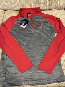 CLEVELAND GUARDIANS gray red 1/4 zip neck Level Wear long sleeve size small NWT - Picture 1 of 3