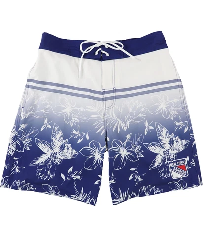 G-III Sports Mens NY Rangers Swim Bottom Trunks, Blue, Large Cover