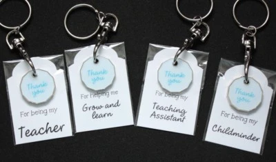 TEACHER, ASSISTANT, CHILDMINDER thank you gift shopping trolley coin keyring