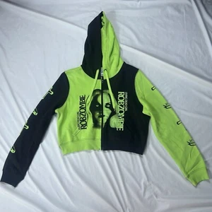 Rob Zombie Hot Topic Hoodie Size Medium Full Zip Green Cropped Horror Movie Gore - Picture 1 of 10