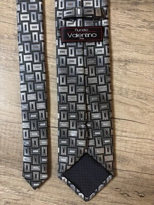 Corbata de lujo para hombre Valentino Aurelio patrón gris diseñador italiano Foto 1 de 4
