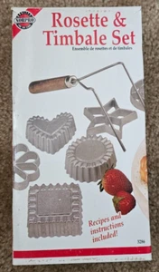 Norpro Rosette And Timbale Set Silver Aluminum With Wooden Handle Molds 5 Pieces - Picture 1 of 5