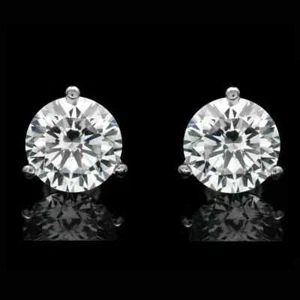 2Ct Round Cut Lab-Created Diamond Women's Stud Earring's 14K White Gold Plated - Picture 1 of 4