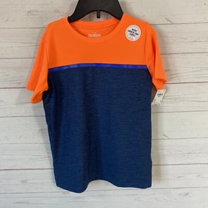 OshKosh B'gosh Boys Short Sleeve Athletic Shirt Size 8 Orange Blue Crew Neck New - Picture 1 of 7