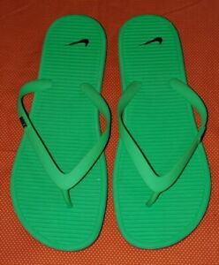 Nike SolarSoft Flip Flop mens sz 14M Green Black Beach shoe Thong Swoosh