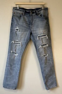 American Eagle Next Level Airflex Blue Distressed Slim Jeans Men 36×32 Stretch - Picture 1 of 9