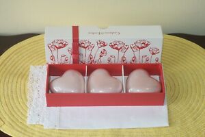 CRABTREE & EVELYN ROSEWATER TRIPLE MILLED HEART SHAPED SOAPS. MADE IN U.S.A.