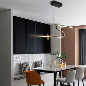 Modern Aluminum Pendant Lamp Dimmable LED Chandelier Ceiling Light + Remote - Picture 1 of 9