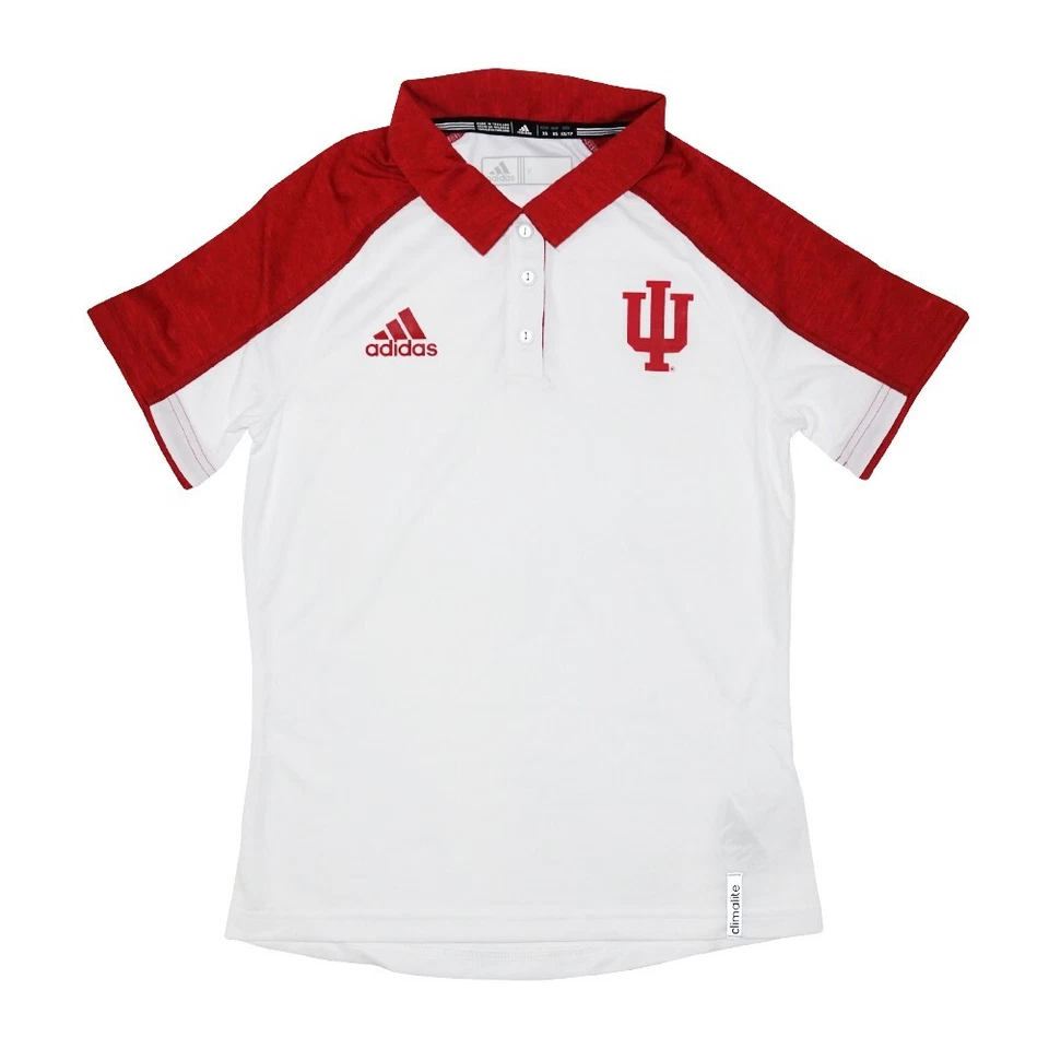 Indiana Hoosiers Adidas Climalite Women’s Coaches Polo Shirt Sz M White IU