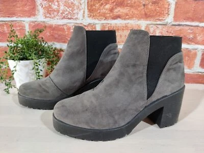 ЖЕНЩИН TOPSHOP BILLIE UK 7 СЕРЫЙ ИСКУССТВЕННОЙ ЗАМШИ ВЫСОКИЙ БЛОК КАБЛУКА CHELSEA БОТИЛЬОНЫ - Изображение 1 из 4
