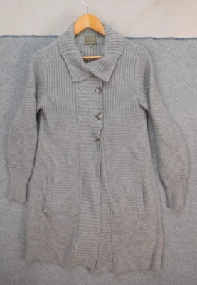 Mantovani Studio Mujer M 100% Cachemira Italiana Largo Suéter Abrigo Vestido Cárdigan Foto 1 de 4