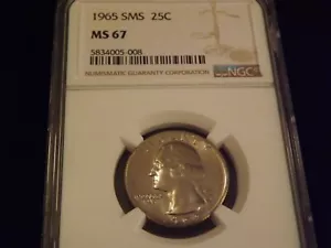 1966    25C      Washington Quarter        NGC   MS  67  - Picture 1 of 2