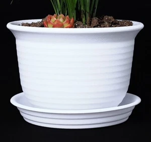 6” White Plastic Round Drainage Plant Pot Saucer Tray Outdoor Indoor flowers - Picture 1 of 11