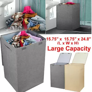 Bathroom Laundry Hamper Basket Organizer Dirty Cloth Storage Bag Holder Portable - Picture 1 of 16