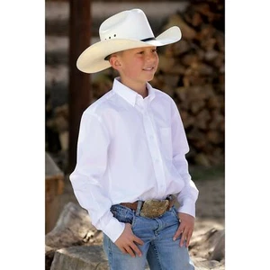 Cinch Children's Solid Twill White Button-Down Shirt MTW7060031 - Picture 1 of 1