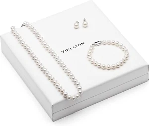 VIKI LYNN Freshwater Cultured Pearl Necklace Jewellery Sets Wedding for Women