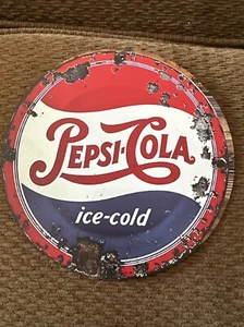 Rustic “ice Cold Pepsi-Cola” 8”x8”metal Vintage Hanging Tin Sign - Picture 1 of 6